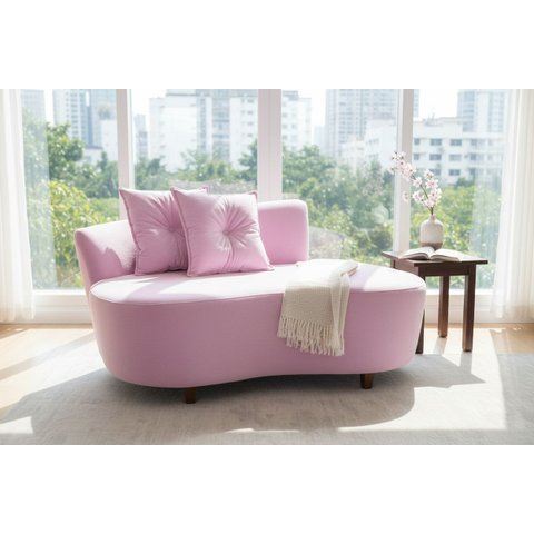 Namoradeira Sofá Feijão Suria 150cm Orgânica Couro Rosa Bebê