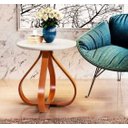 Ver imagem 3 de Mesa de Canto Pé Cebola 2 Mesas - Tampo Laqueado Offwhite com Vidro 50cm
