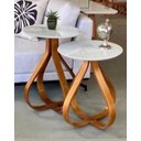Ver imagem 2 de Mesa de Canto Pé Cebola 2 Mesas - Tampo Laqueado Offwhite com Vidro 50cm