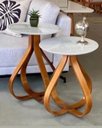 Ver imagem 2 de Mesa de Canto Pé Cebola 2 Mesas - Tampo Laqueado Offwhite com Vidro 50cm