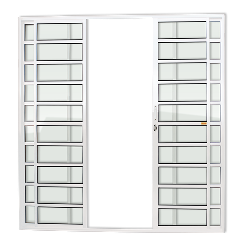 Porta de Correr Alumínio c/Traves.4F.210 x 240 V.Liso Branco Brimak