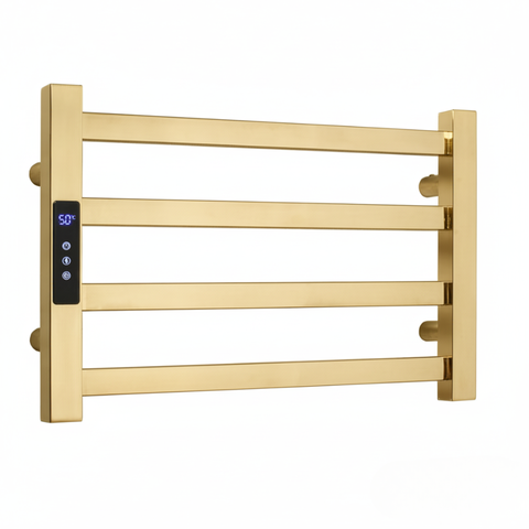 Toalheiro Elétrico Dourado Aço Inox Térmico Display Digital 30x45 110v