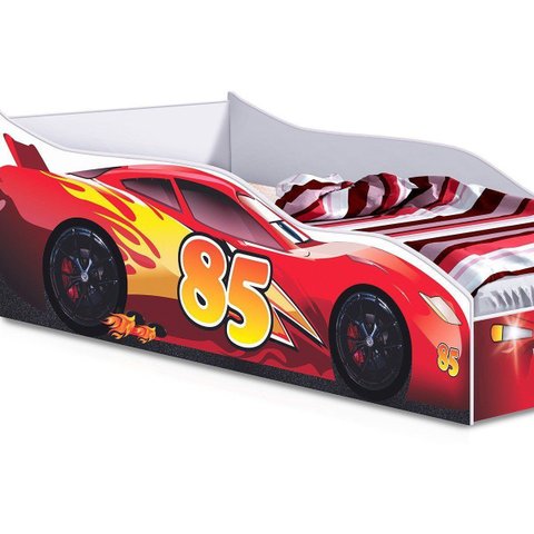 Cama Carro Infantil Mcqueen Vermelho com Colchão