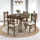Ver imagem 2 de Mesa Redonda 4 Lugares em Madeira Maciça Mv Outlet Castanho
