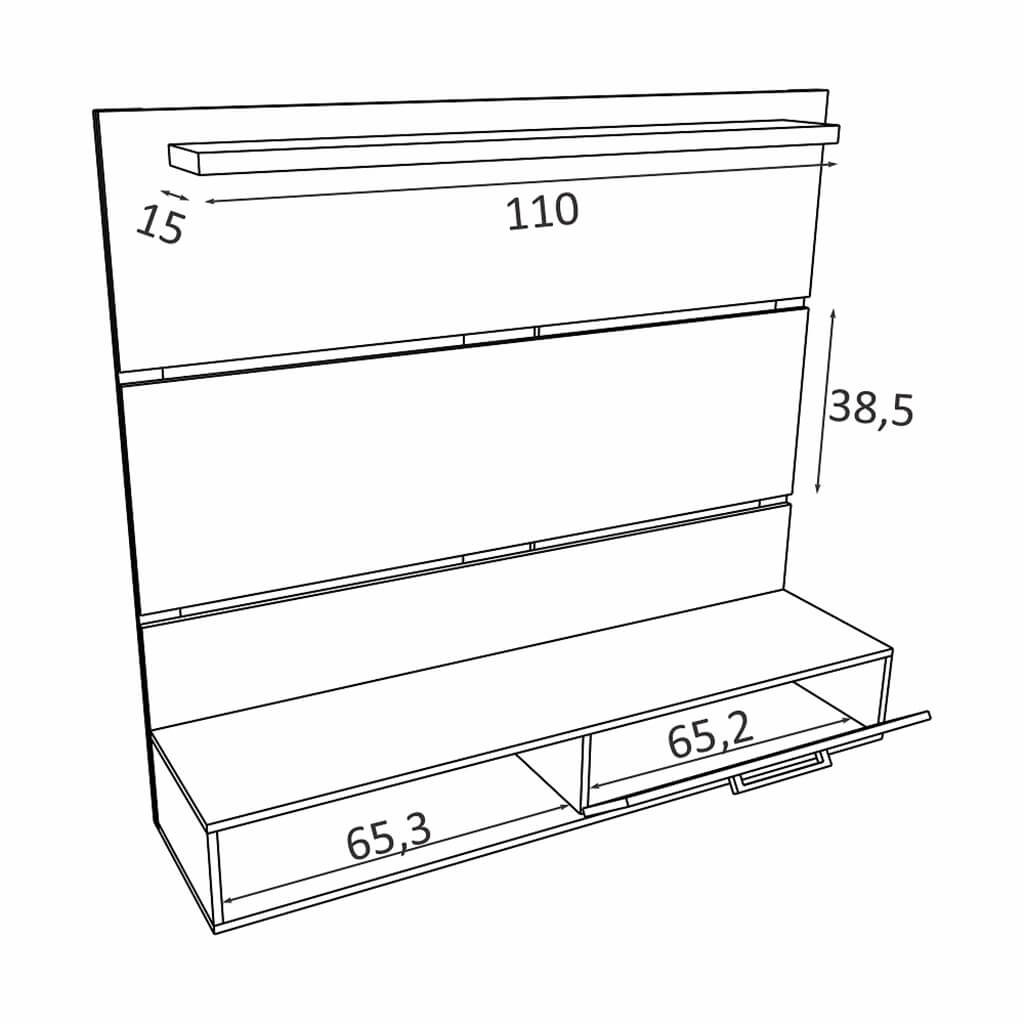 Painel para TV 135cm Branco Madeirado - 3