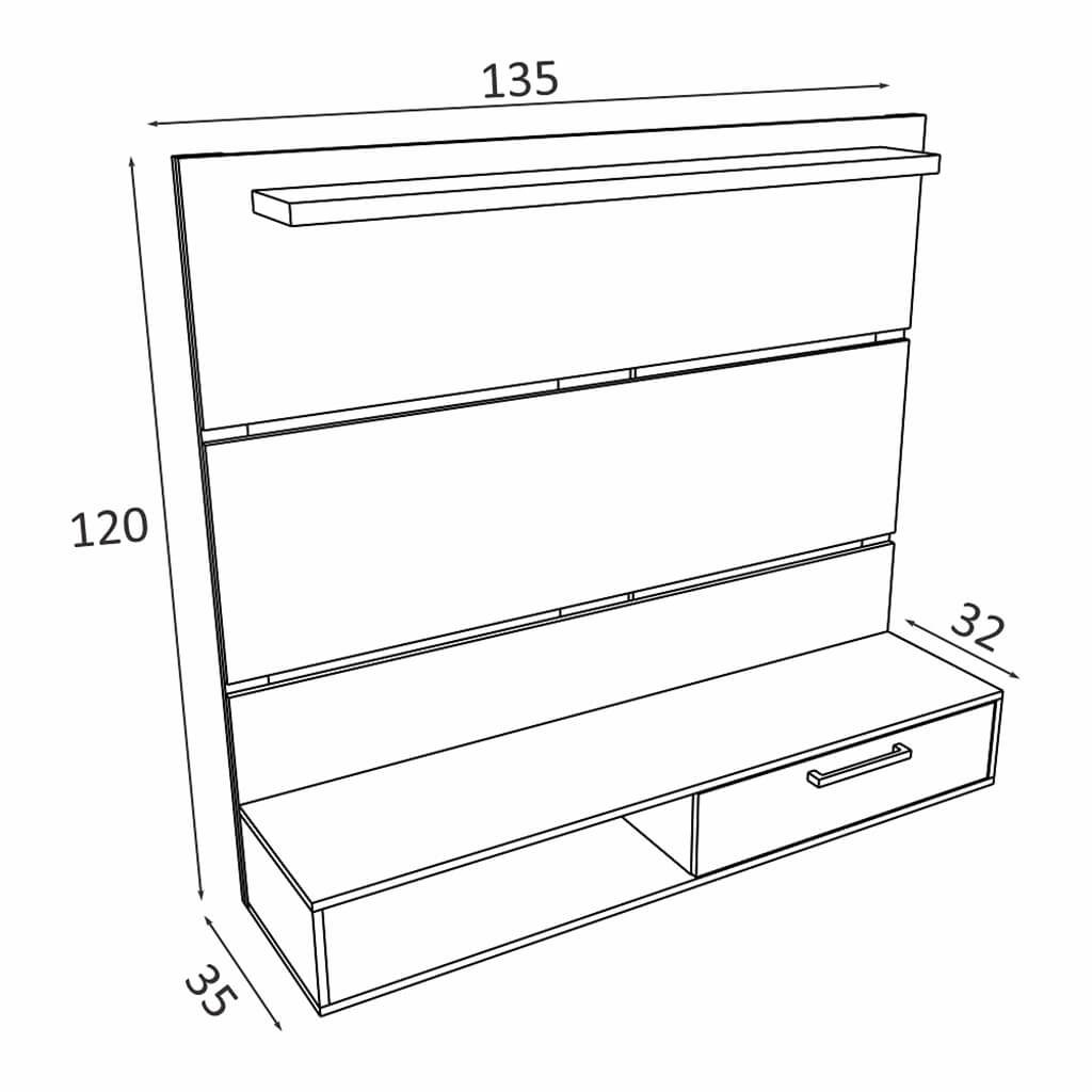 Painel para TV 135cm Branco Madeirado - 2