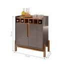 Ver imagem 3 de Cristaleira e Bar Cosmic Cinza Perola Cedro 2 Portas 4 Prateleiras MDF MDP Brilhante Casa D Móveis
