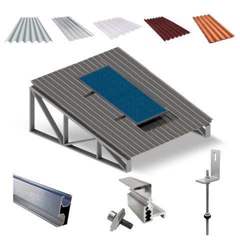 Kit Estrutura Fixador Linha C 1,20m para 1 Placa Solar Alumínio Inox Telha Fibro Ondulada Viga Metál