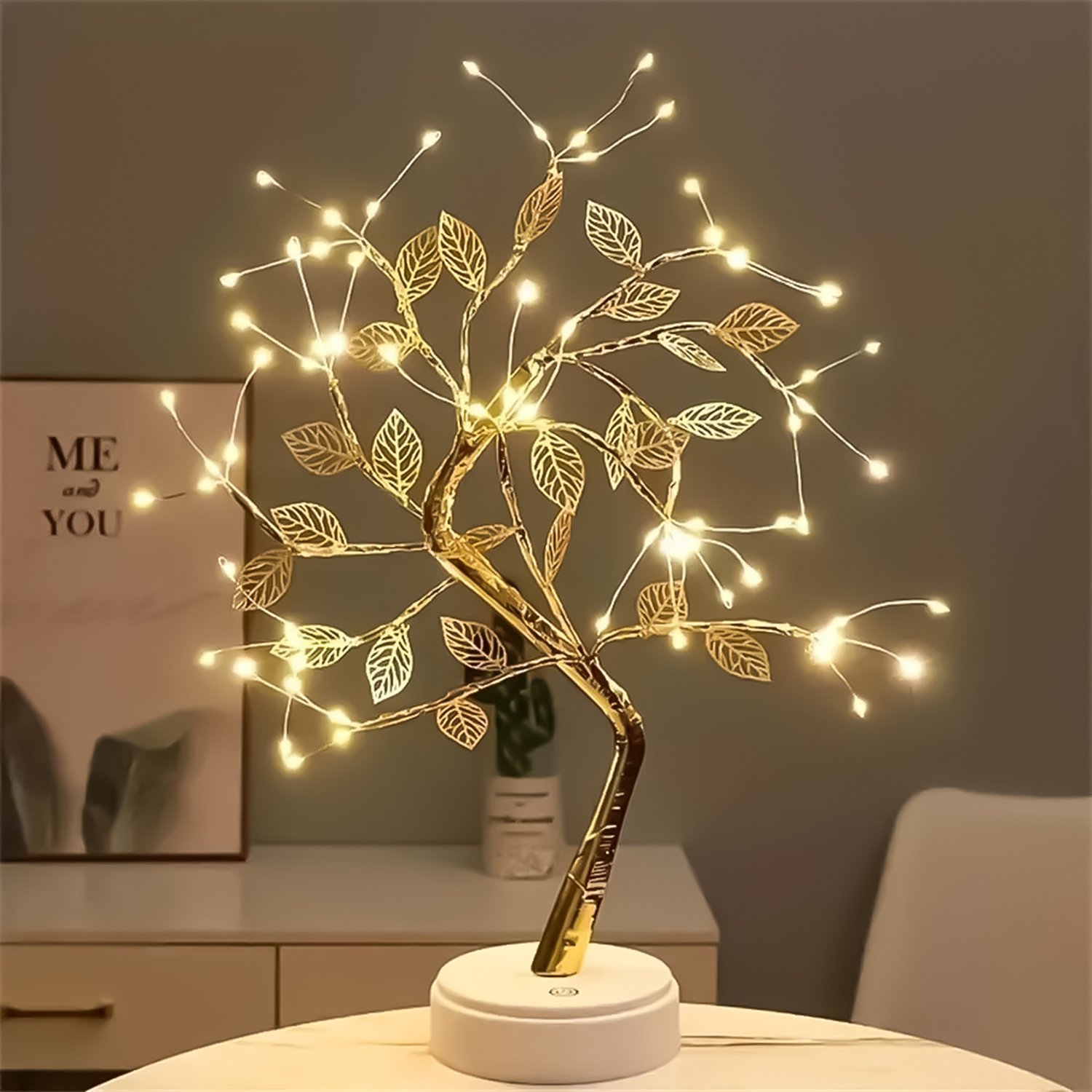 Árvore Bonsai Dourado Led, Pilhas ou Usb, Tipo Luz de Fada