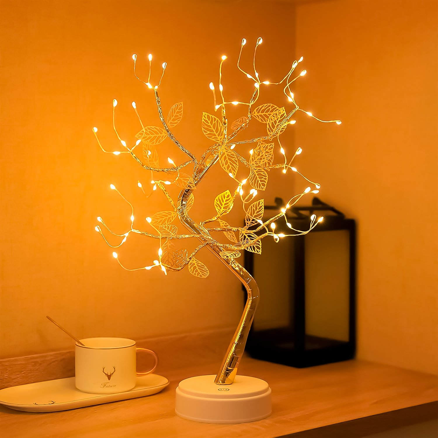 Árvore Bonsai Dourado Led, Pilhas ou Usb, Tipo Luz de Fada - 6