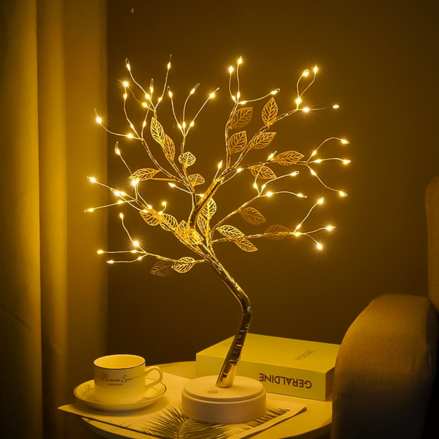 Árvore Bonsai Dourado Led, Pilhas ou Usb, Tipo Luz de Fada - 7