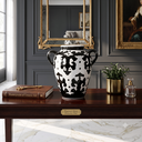 Ver imagem 2 de Vaso Decorativo Cerâmica Dolomita Preto e Branco Pintado À Mão com Alças 25cm Columbus Gold