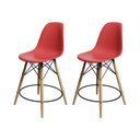 Ver imagem 1 de Kit 2 Banquetas Eames Eiffel de Madeira Assento Vermelho