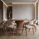 Ver imagem 4 de Mesa de Jantar 8 Lugares Redonda Base Ripada 160cm Diadema B05 Canela Tauari - Lyam Decor