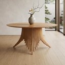 Ver imagem 1 de Mesa de Jantar 8 Lugares Redonda Base Ripada 160cm Diadema B05 Canela Tauari - Lyam Decor