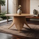 Ver imagem 3 de Mesa de Jantar 8 Lugares Redonda Base Ripada 160cm Diadema B05 Canela Tauari - Lyam Decor