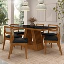 Ver imagem 2 de Mesa Santiago com 6 Cadeiras Sextavada Frei/preto/corino Preto - M.a Freijó/preto/corino Preto