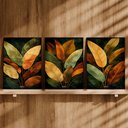 Ver imagem 3 de Kit 3 Quadro Decorativo Folhas Verdes Tropical Botânico Natureza 28x20cm