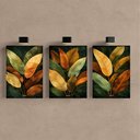 Ver imagem 4 de Kit 3 Quadro Decorativo Folhas Verdes Tropical Botânico Natureza 28x20cm