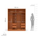 Ver imagem 2 de Guarda Roupa Solteiro 4 Portas 160cm com Espelho Madrid Politorno Móveis