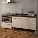 Ver imagem 6 de Armário Balcão Gabinete de Pia 140cm Carine e Balcão para Fogão Cooktop 5 Bocas e Forno Elé