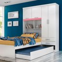 Ver imagem 2 de Guarda Roupa Solteiro com Bicama 4 Portas 2 Gavetas e Bau Milena Acp Móveis Branco/rosa