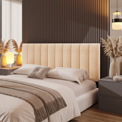 Cabeceira Modular Casal 140 7 Peças Boucle Bege