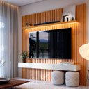 Ver imagem 3 de Estante Home para Sala Tv 75 Polegadas Ripado Cleean 2.2 Naturale com Off White - Moveisaqui