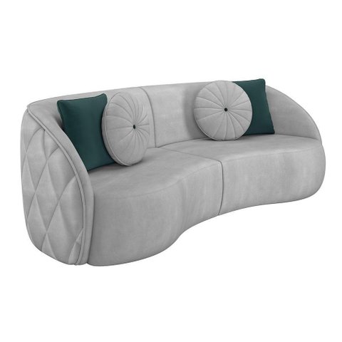 Sofá 3 Lugares para Sala Living Olimpo 288 Cm M03 Veludo Cinza Claro Lyam Decor