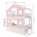 Ver imagem 4 de Beliche Infantil Casinha Dos Sonhos com Gavetas e Fechamento Inferior em Madeira Maciça Rosa/Branco