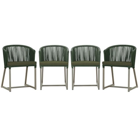 4 Cadeiras de Jantar Área Noronha em Alumínio com Pintura Fendi Corda Náutica E13 Trama Original