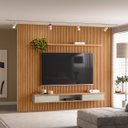 Ver imagem 1 de Painel Ripado Modular 3.0 para Sala Estar Quarto Escritório Tv até 75 Polegadas 1 Nicho 1 Prateleira