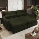 Ver imagem 2 de Sofá Cama Orgânico Multifuncional Charlie 2,10 Linho com Almofadas Soltas Conforto Anatômico Verde