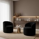 Ver imagem 1 de Kit 02 Poltronas Curva Orgânica Nature Gaia Veludo Preto - Montanaris Decor