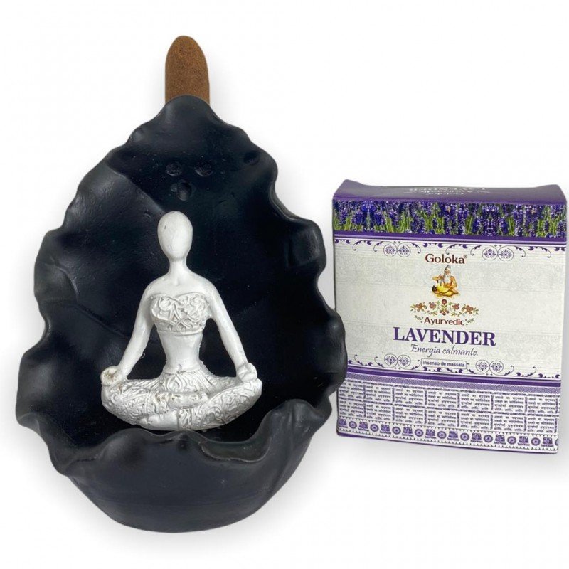 Incensário Cascata Buda Tibetano Yoga + 10 Incensos Cone