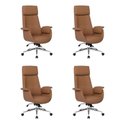 Ver imagem 1 de Kit com 4 Cadeiras Office Diretor com Revestimento Couro e Base em Aço Cromado Valencia