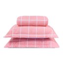 Ver imagem 3 de Colcha Casal 3 Peças Algodão Cobre Leito Percal 160 Fios Classic:grid Rosa
