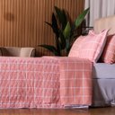Ver imagem 2 de Colcha Casal 3 Peças Algodão Cobre Leito Percal 160 Fios Classic:grid Rosa
