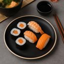 Ver imagem 4 de Kit 8 Pratos de Melamina 21,5cm Raso Preto Sushi Wolff Class Sashimi Culinária Oriental