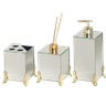 KIT LAVABO BANHEIRO LUXO VIDRO 3 PEÇAS: ESPELHO DOURADO - 1