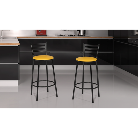 Kit Banqueta com Encosto Altura de 70cm e Assento de 35cm:amarelo/preto