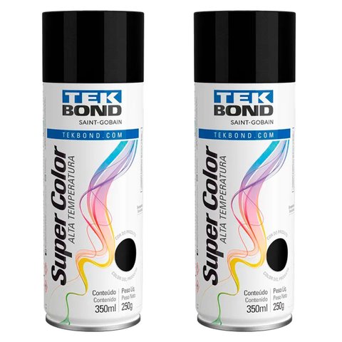 Kit com 2 Tinta Spray Preto Alta Temperatura 350ml
