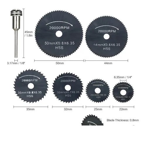 Kit Serras Circulares para Mini Retífica 7 Peças Rotativa - 5