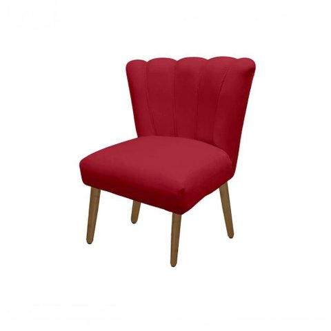 Cadeira Pétala Flor para Sala de Estar Penteadeira Salão Suede Vermelho