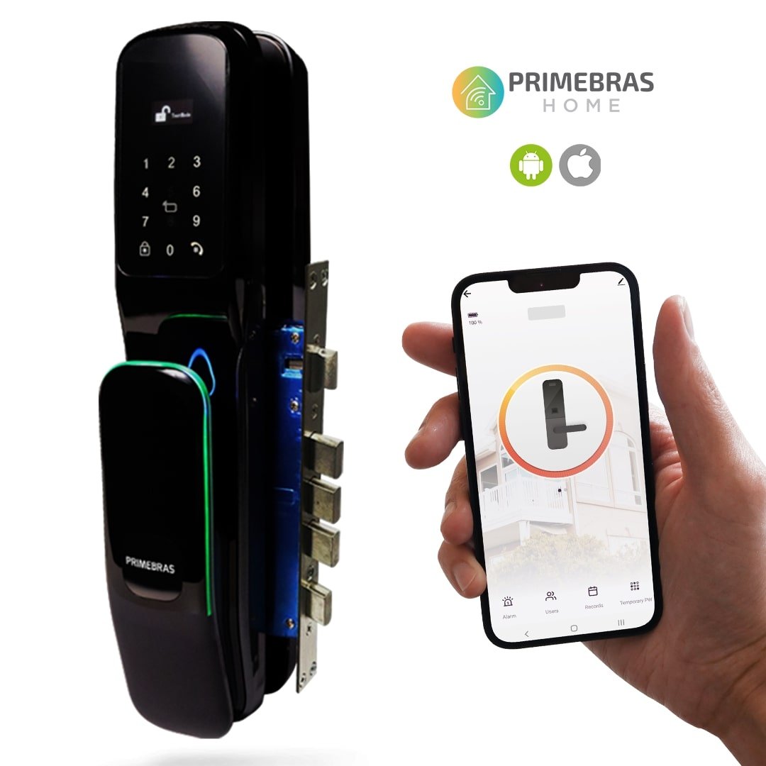 Fechadura Digital Biométrica Automatizada Inteligente Primebras Com Wifi + App Tuya e PrimeHome Luxo - 1