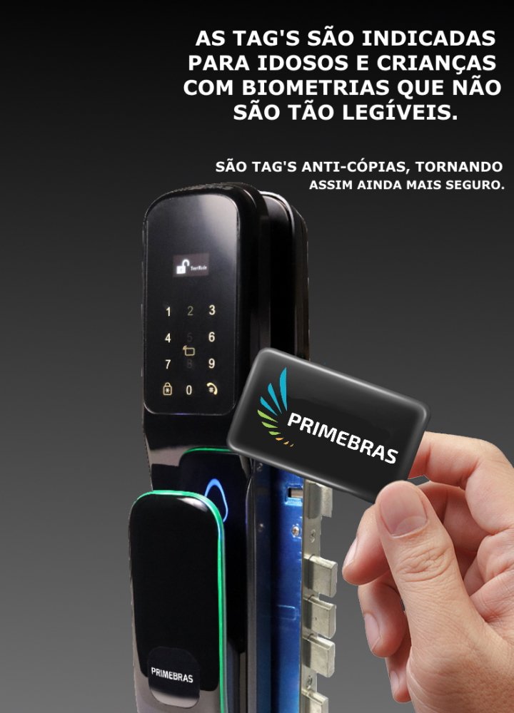 Fechadura Digital Biométrica Automatizada Inteligente Primebras Com Wifi + App Tuya e PrimeHome Luxo - 5