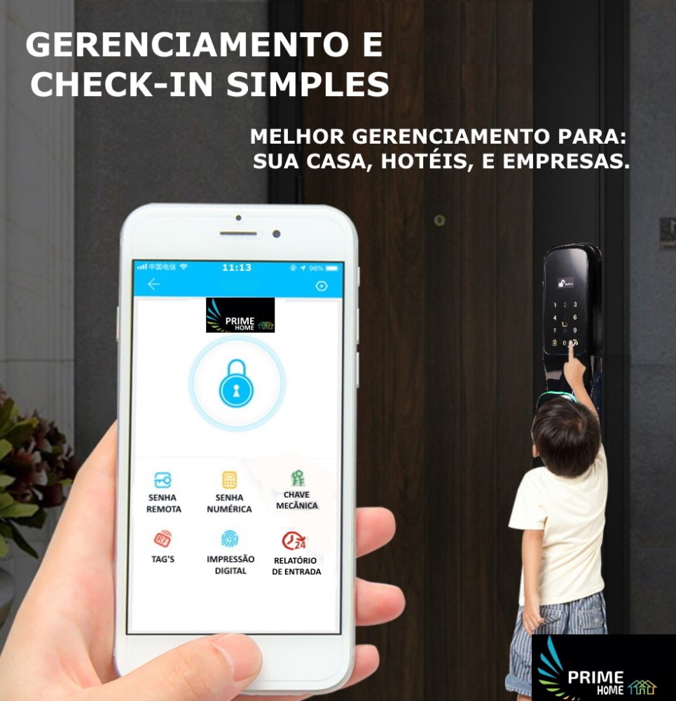 Fechadura Digital Biométrica Automatizada Inteligente Primebras Com Wifi + App Tuya e PrimeHome Luxo - 6