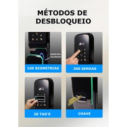 Fechadura Digital Biométrica Automatizada Inteligente Primebras Com Wifi + App Tuya e PrimeHome Luxo - 3