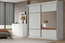 Ver imagem 1 de Guarda Roupa Casal com Espelho 100% MDF 2 Portas de Correr 8 Gavetas 241cm Brusque Branco - Novo Horizonte
