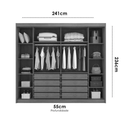 Ver imagem 3 de Guarda Roupa Casal com Espelho 100% MDF 2 Portas de Correr 8 Gavetas 241cm Brusque Branco - Novo Horizonte